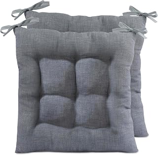 TIENDA EURASIA – Pack de 2 Cojines para Asiento de Exterior | 50% Algodón 50% Poliéster | Funda Tela Lavable | Cremallera | Relleno Fibra Acolchada | Cojines Exterior Jardin (Gris Claro, 60 x 60 cm)