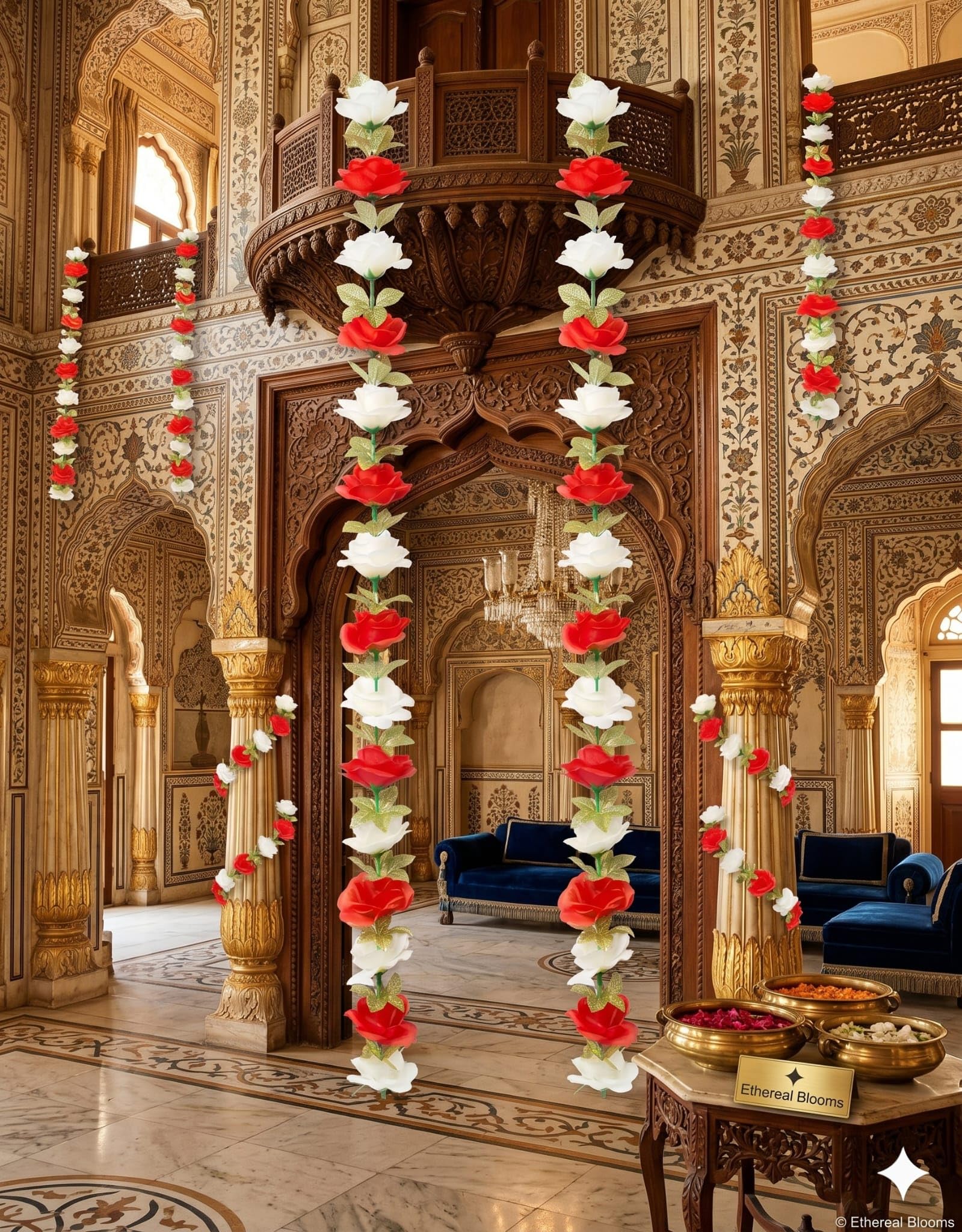 Guirlande de roses artificielles sans flétrissement pour fête