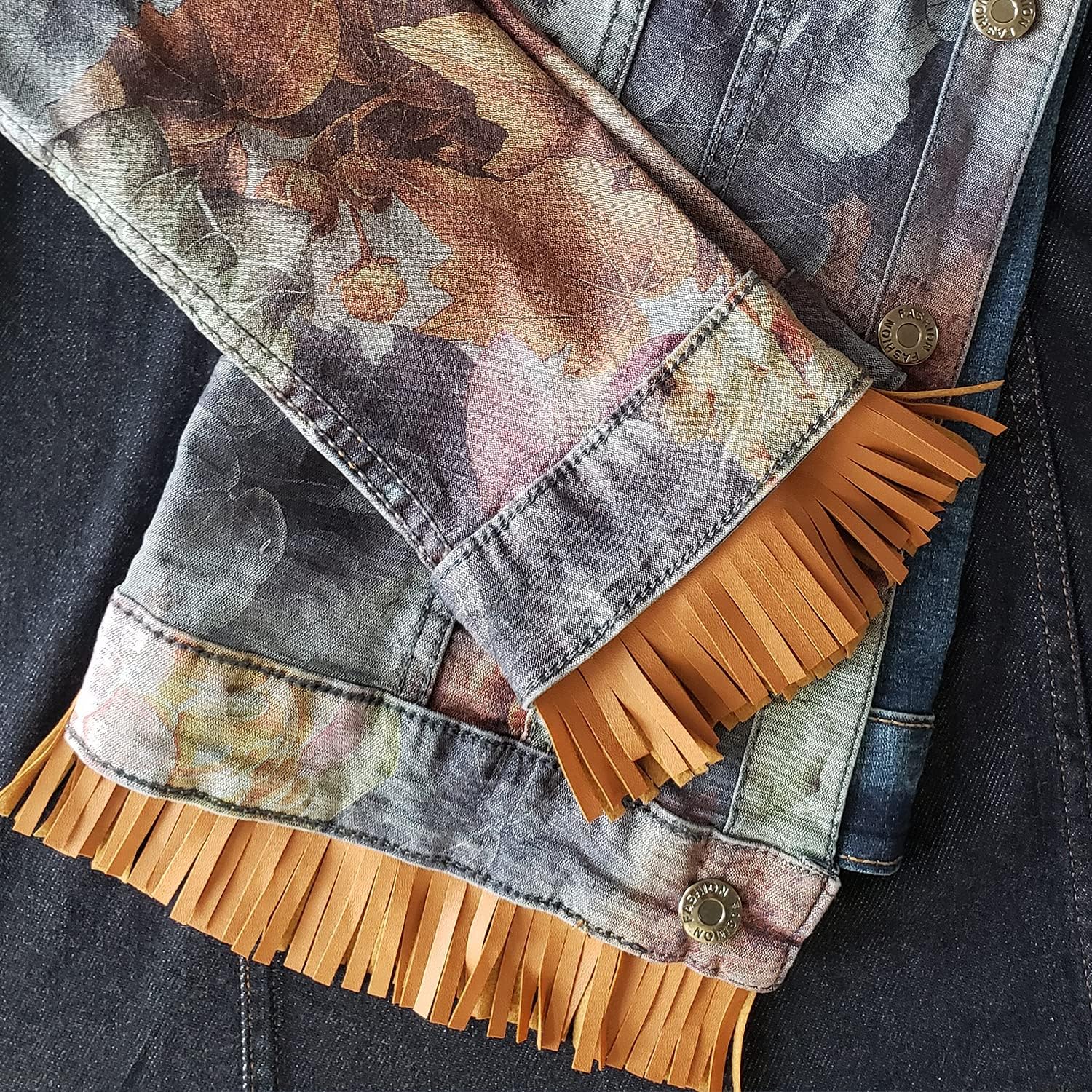 Trims by the Yard 2" Matte Finish Vegan Leather Fringe Trim, Light Brown (Sold by the Yard)