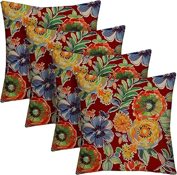 RSH DECOR Square Throw Pillows Set of 4 | 20 x 20 | All-Weather Spun Fabric | Water and Fade-Resistant | Outdoor Accent Pillows for Patio Furniture | Colsen Berry