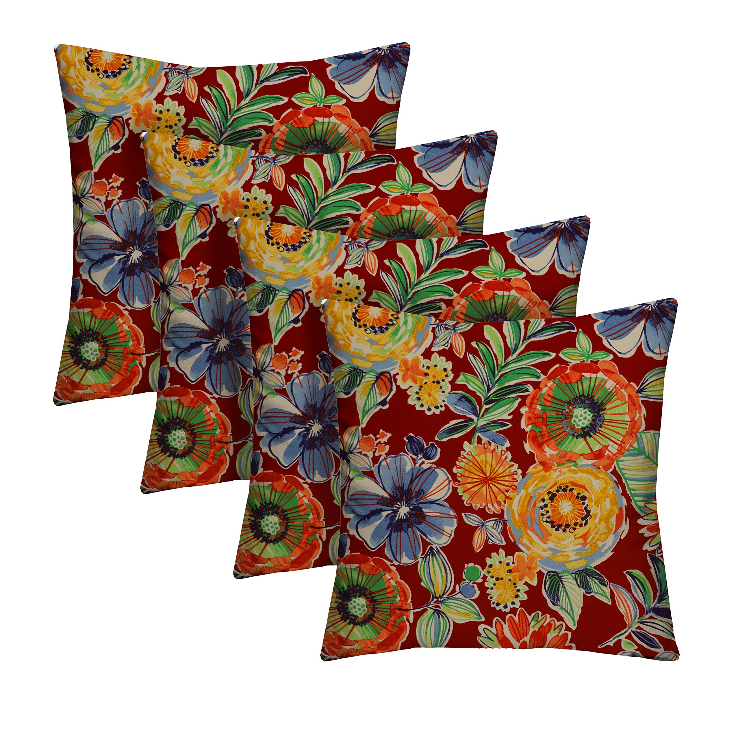 RSH DECOR: Square Throw Pillows Set of 4 | 20” x 20” | All-Weather Spun Fabric | Water and Fade-Resistant | Outdoor Accent Pillows for Patio Furniture | Colsen Berry