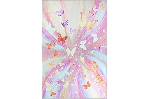SUPERIOR Kids Indoor Area Rug, Butterfly Floor Decor for Nursery, Kids Bedrooms, Play Room Decorations