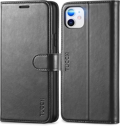 Miniatura 1 de TUCCH Funda para iPhone 11, funda tipo cartera para iPhone 11 con bloqueo RFID, ranuras para tarjetas, cierre magnético, piel sintética protectora