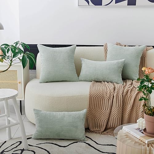 Miniatura 3 de Home Brilliant - Funda de cojín de terciopelo a rayas (paquete de 1 unidad)