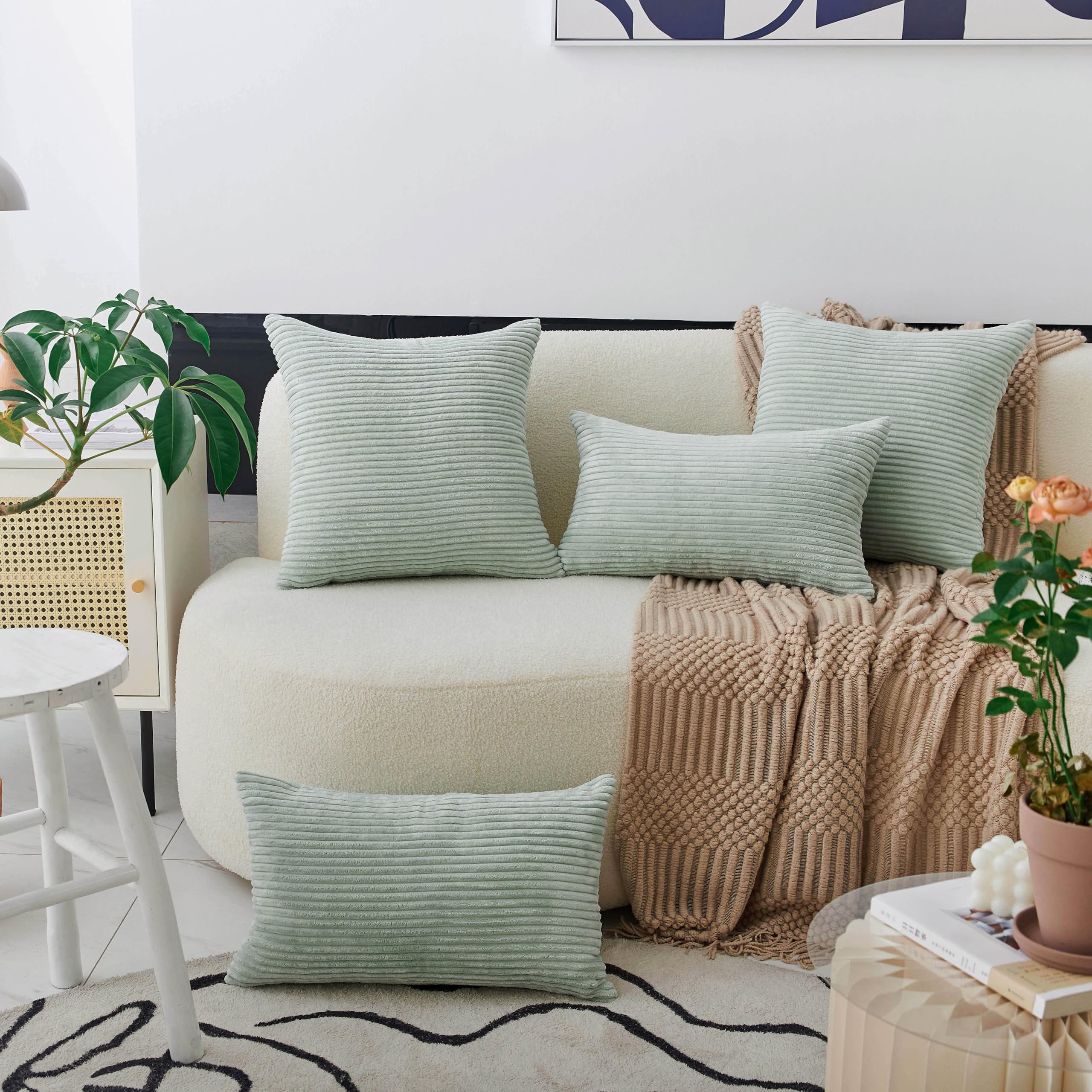 Amazon.co.jp: Home Brilliant Green クッションカバー 18x18インチ