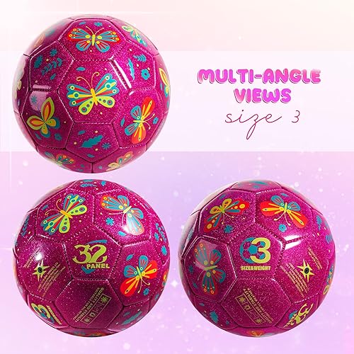 Miniatura 5 de Balón de fútbol para niños, tamaño 2, 3, 4, unicornio con purpurina, dinosaurio, para niños pequeños de 1 a 3, 3, 8, 8 a 12 años, pelota inflable