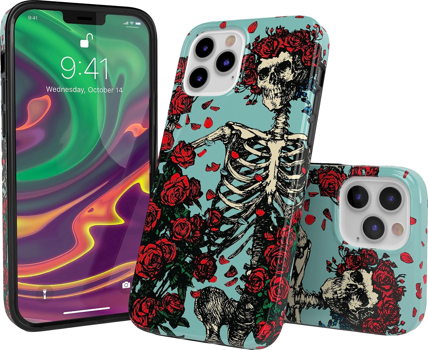 Casely iPhone 11 Pro Case | Forever Grateful | Grateful Dead Skeleton Floral | Classic Ultra Slim Design