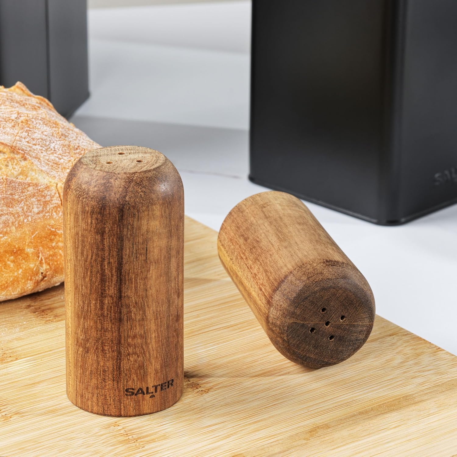Salter BW12783EU7 Toronto Salt & Pepper Shakers - Set Of 2 Spice Shaker, Acacia Wood, Lightweight, Compact, Refillable Seasoning Dispenser, Mills Unfilled, Approx. 30g Ground Salt & Pepper Capacity image 3