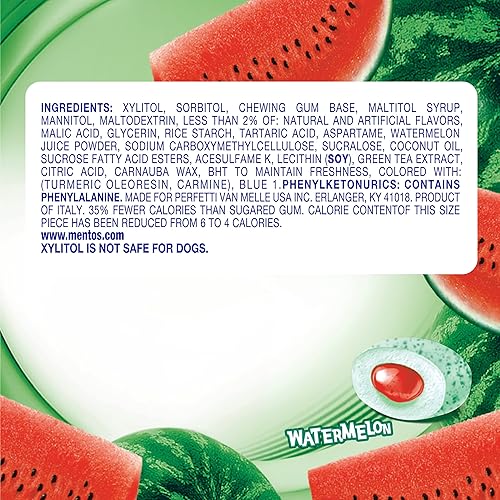 Miniatura 3 de Mentos Pure Fresh - Goma de mascar sin azúcar con xilitol, dulces de Pascua a granel, sabor Watermelon, 200 unidades (paquete de 4)