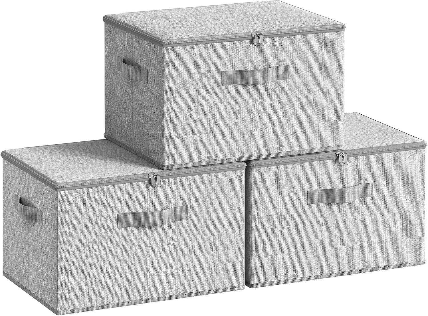SONGMICS Set of 3 Storage Bins with Zipper Lids, 31 Quart Storage Boxes