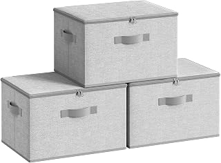 SONGMICS Set of 3 Storage Bins with Zipper Lids, 31 Quart Storage Boxes