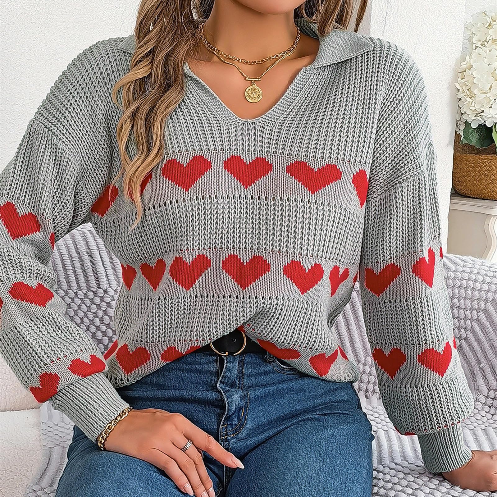 Maglione Donna Maglioni Sciolti per Le Donne Casual Comode Comode Maniche per Lantenna per Maglia Top Pinover Patchwork-Bianco-s