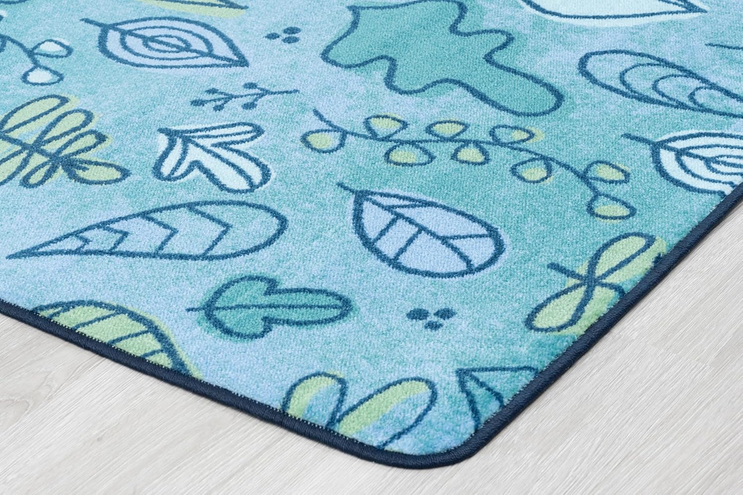 Carpets for Kids 49754 KIDSoft Falling Leaves Decorative Rug 4ft x 6ft Rectangle Blue