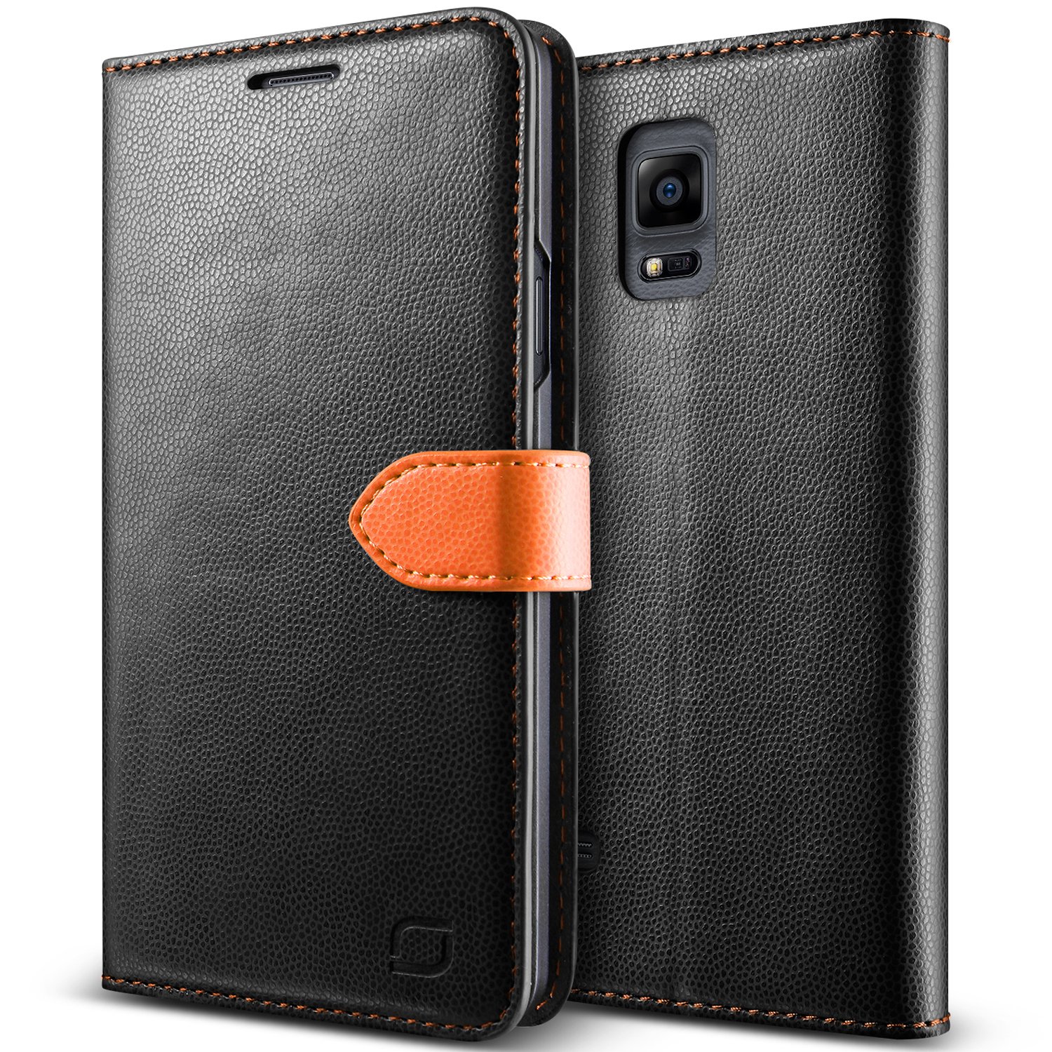 Galaxy Note 4 Case, Lific [Vivid Diary][Black/Orange] - [Leather Wallet][Card Slot][Kickstand] For Samsung Note 4
