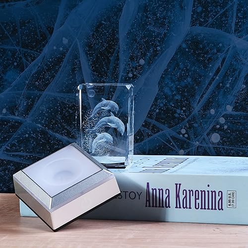 Miniatura 5 de Regalos de delfines de cristal grabados con láser 3D de Qianwei para mujeres y hombres, figuras de vidrio de delfines para decoración de habitación