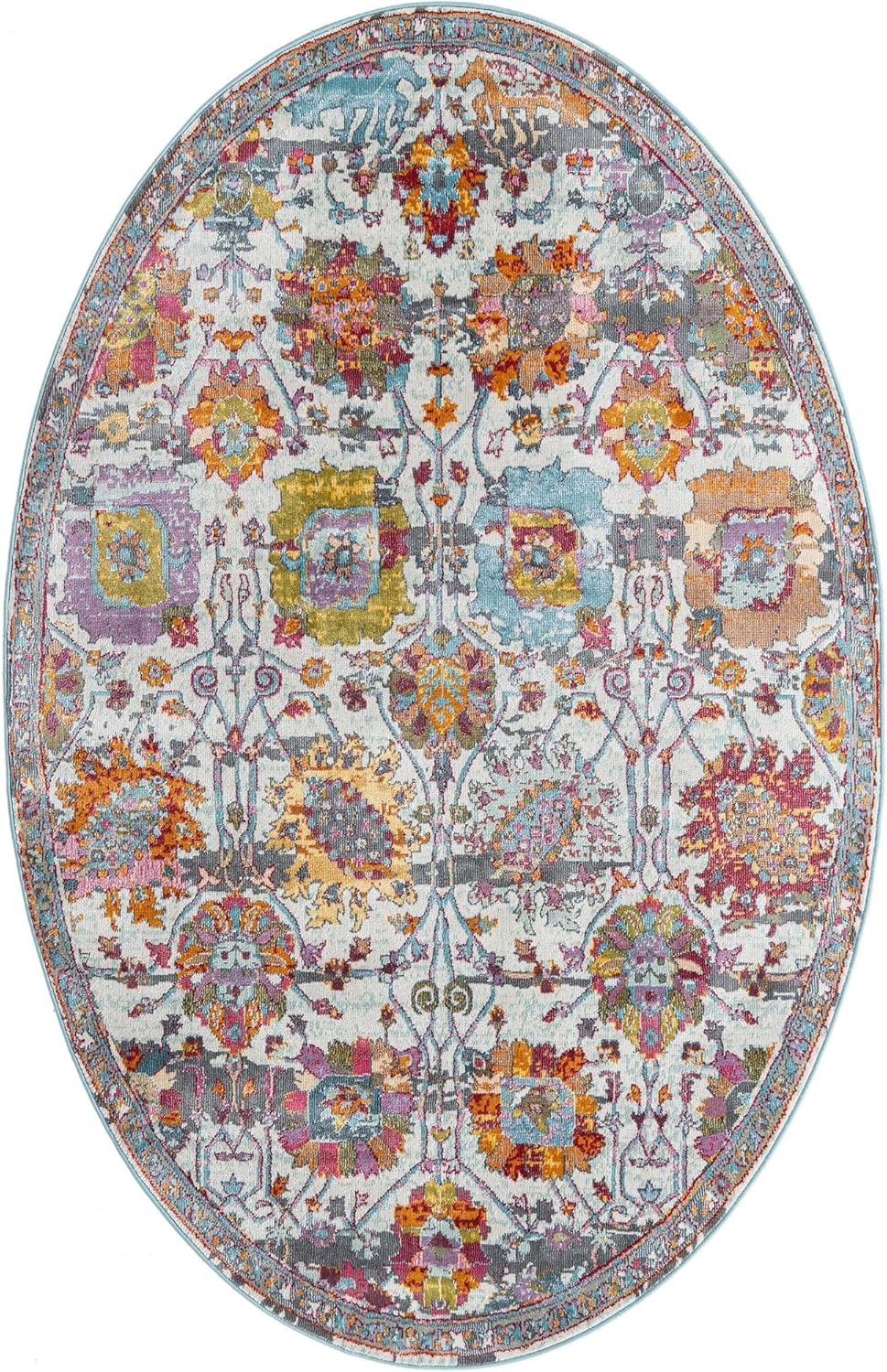 Rugs.com Paragon Collection Rug – 5' x 8' Oval Multi Medium-Pile Rug Perfect for Living Rooms, Large Dining Rooms, Open Floorplans
