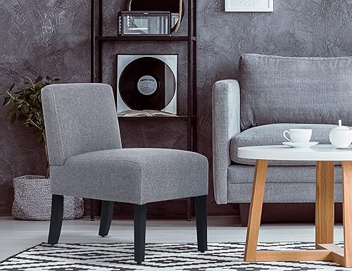 Miniatura 3 de Silla decorativa sin brazos para dormitorio sillas laterales para sala de estar silla moderna con pantuflas pequeñas silla de esquina de tela para