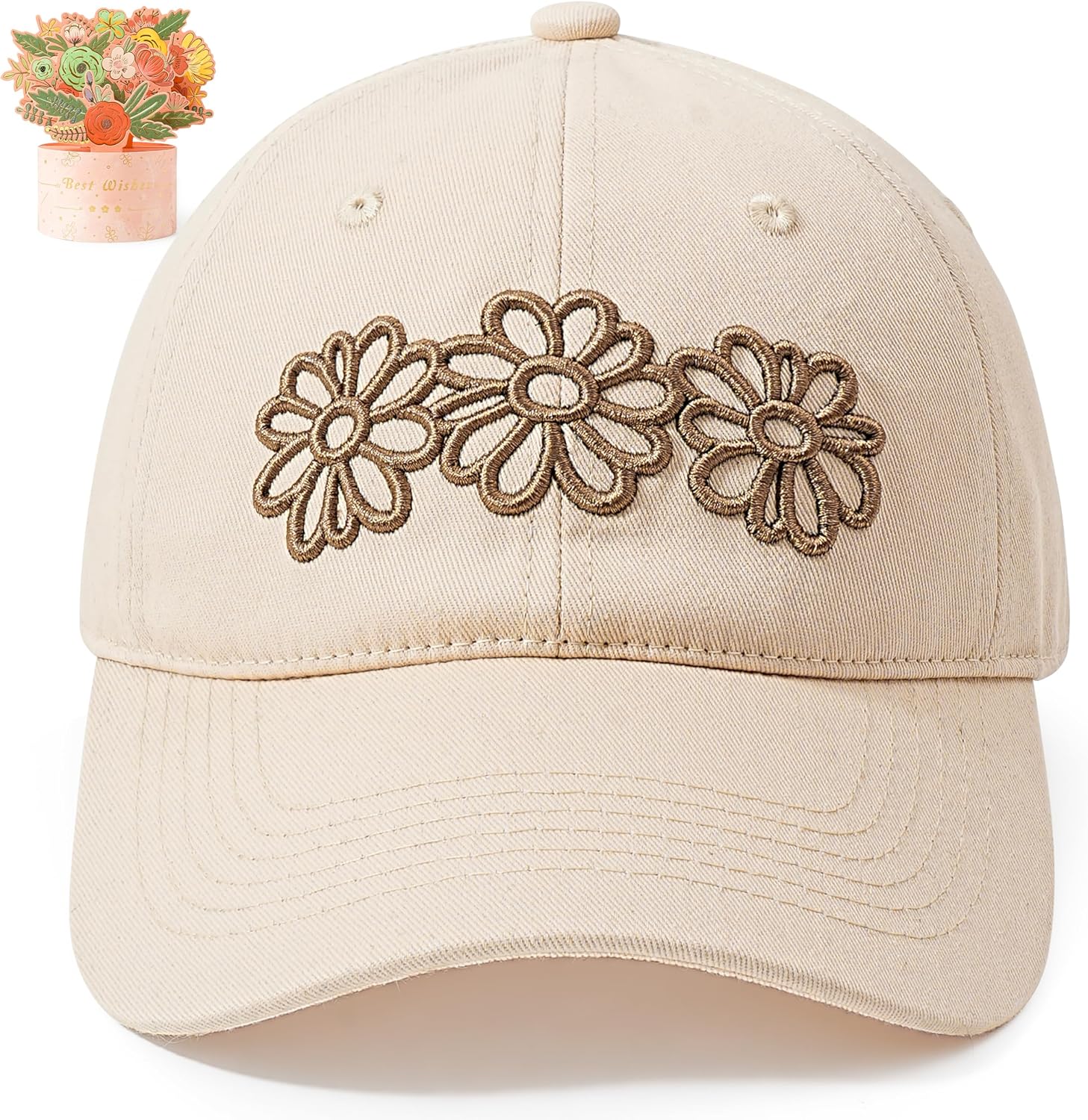 Cute Baseball Hats for Women, Adjustable Embroidered Flowers Caps for Women Ladies, Mothers Day Birthday Gifts, Womens Hat