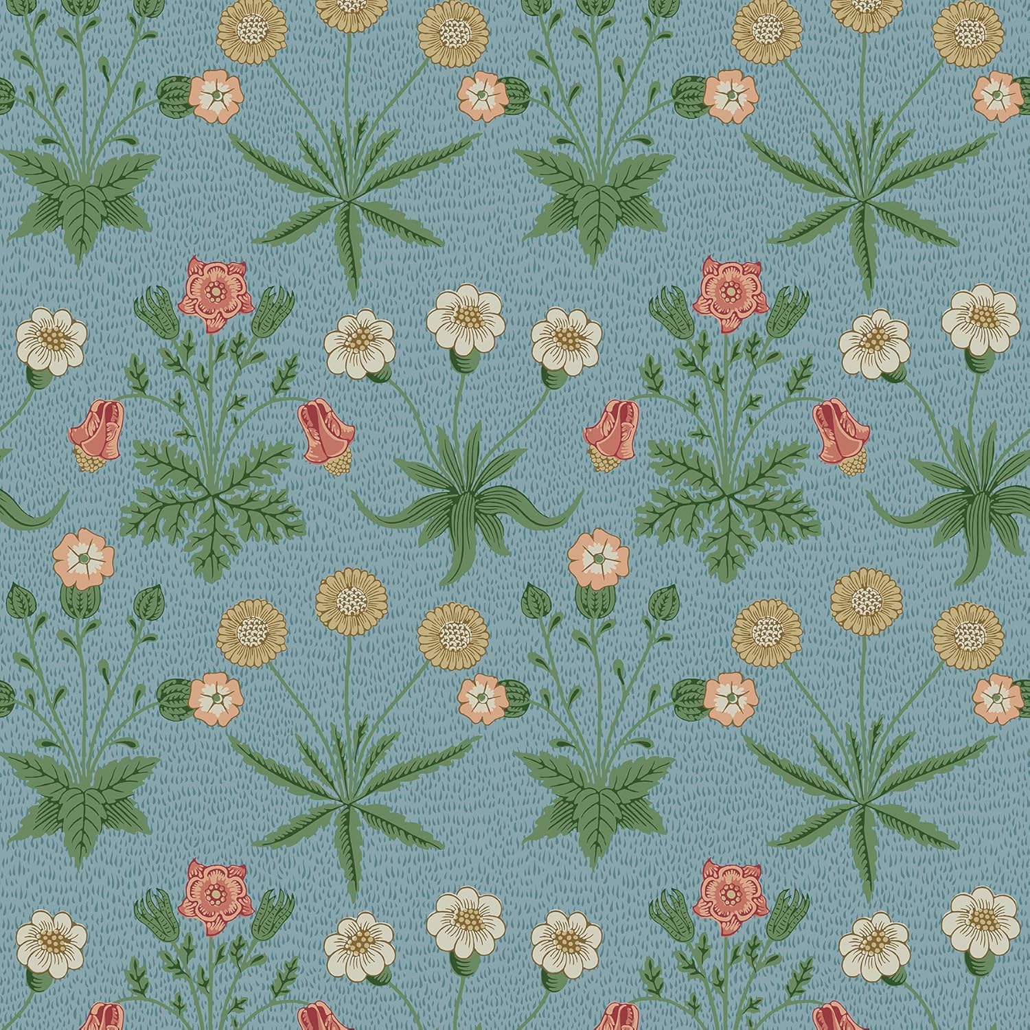 NuWallpaper x Morris & Co. Daisy Wedgwood and Coral Peel and Stick Wallpaper, MCS6596