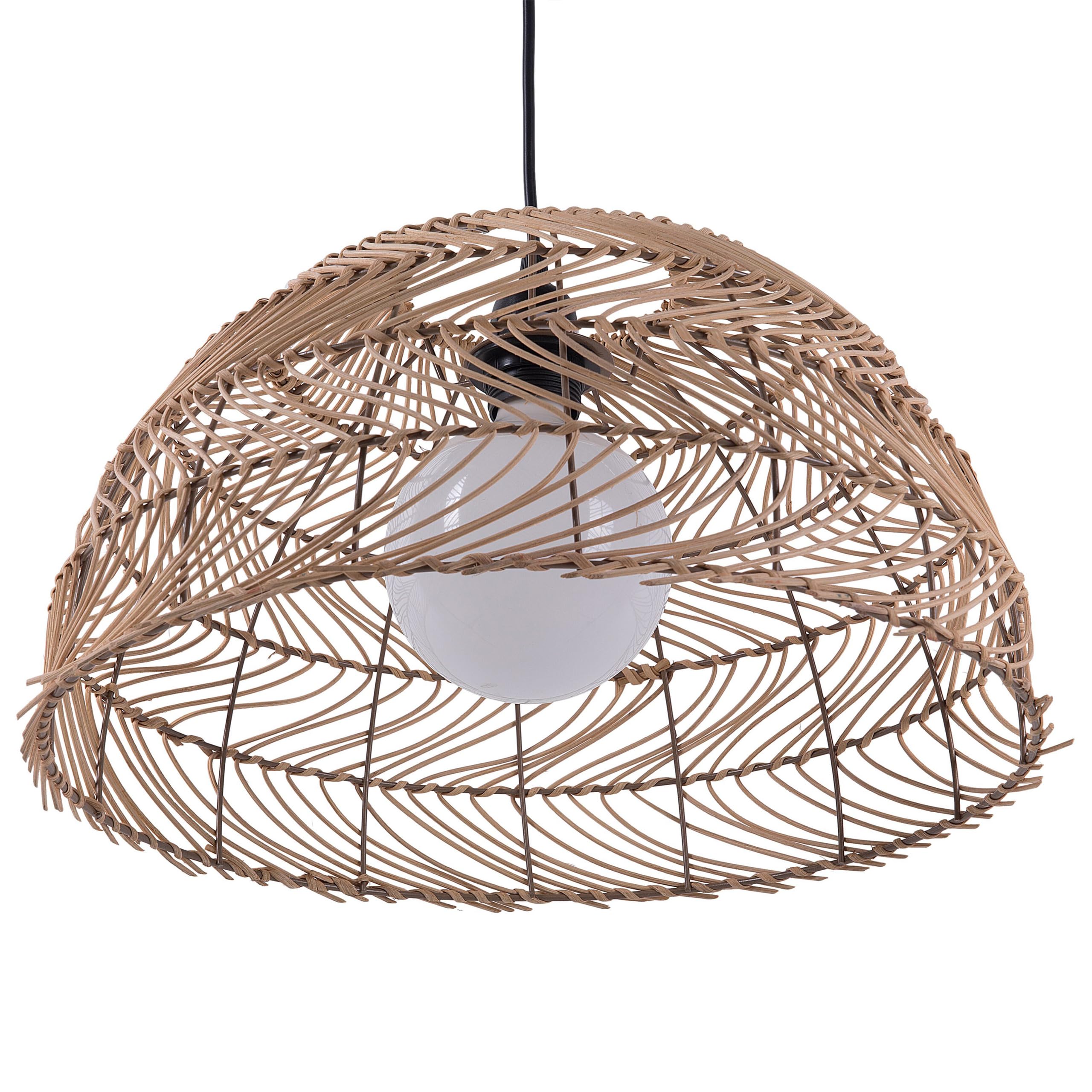 Beliani Pendelleuchte im Kolonialstil Rattan Leuchte natürlich Selenge