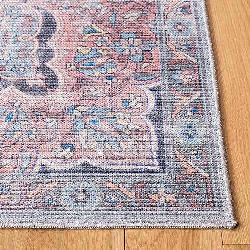 Miniatura 4 de SAFAVIEH Serapi Collection - Alfombra de área de 9 x 12 pies, color marfil y azul, diseño bohemio, no desprende pelusa, lavable a máquina y