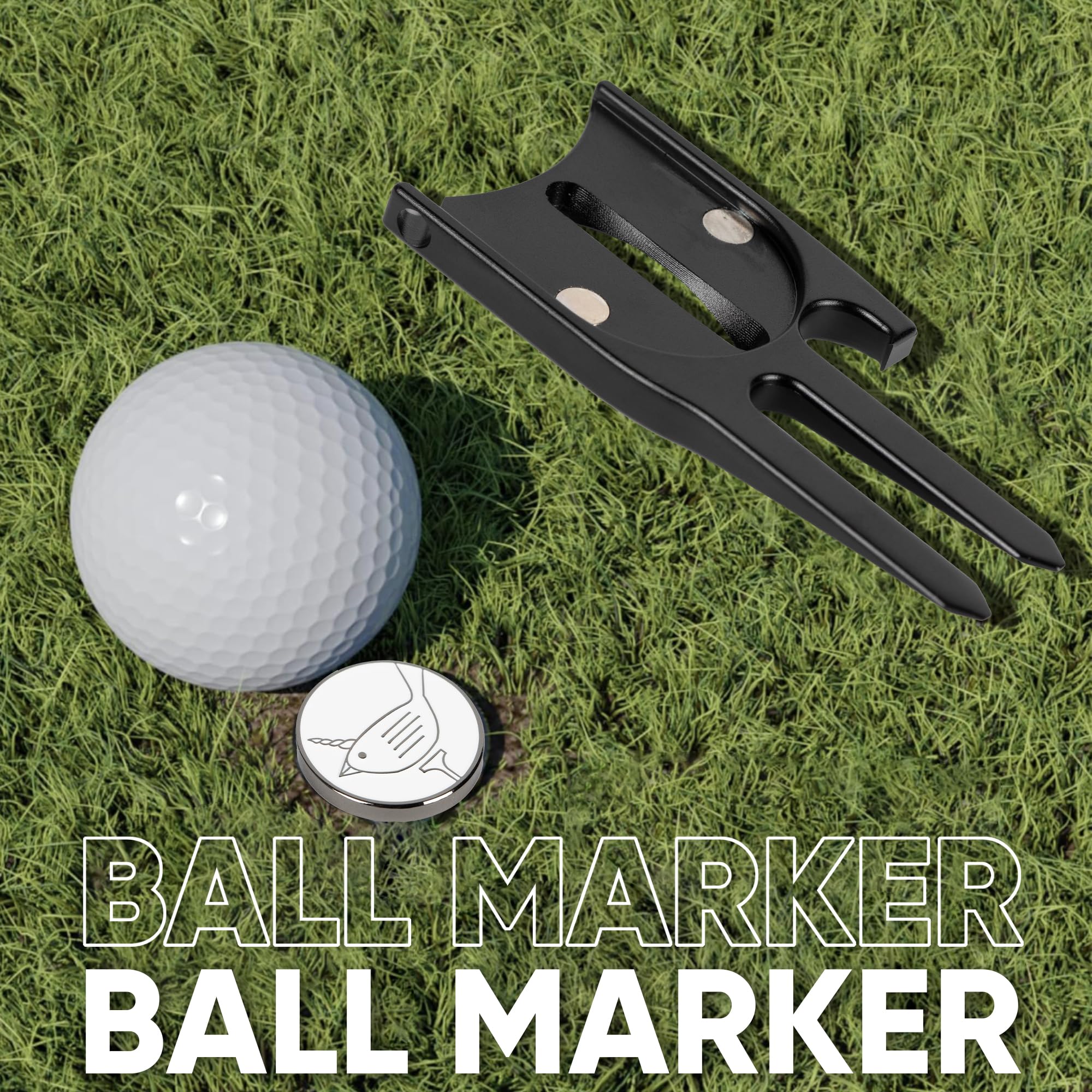 Birdicorn Golf Divot Repair Tool & Golf Ball Marker 6-in-1 Golf Divot Tool