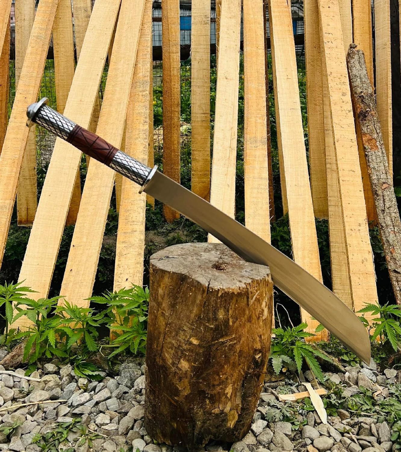 20" Blade Thai Machete Hand Forged Sword with Rosewood Steel Handle - 5160 High Carbon Steel - Beautifully Balanced - Amazingly Versatile - Excellent Brush Cutter - Fully Sharpened - Ready to Use