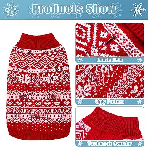 Miniatura 8 de Suéter para perros con rombos  Suéter cálido para invierno, abrigo suave para cachorros, suéter feo para perros pequeños, medianos y grandes, ropa