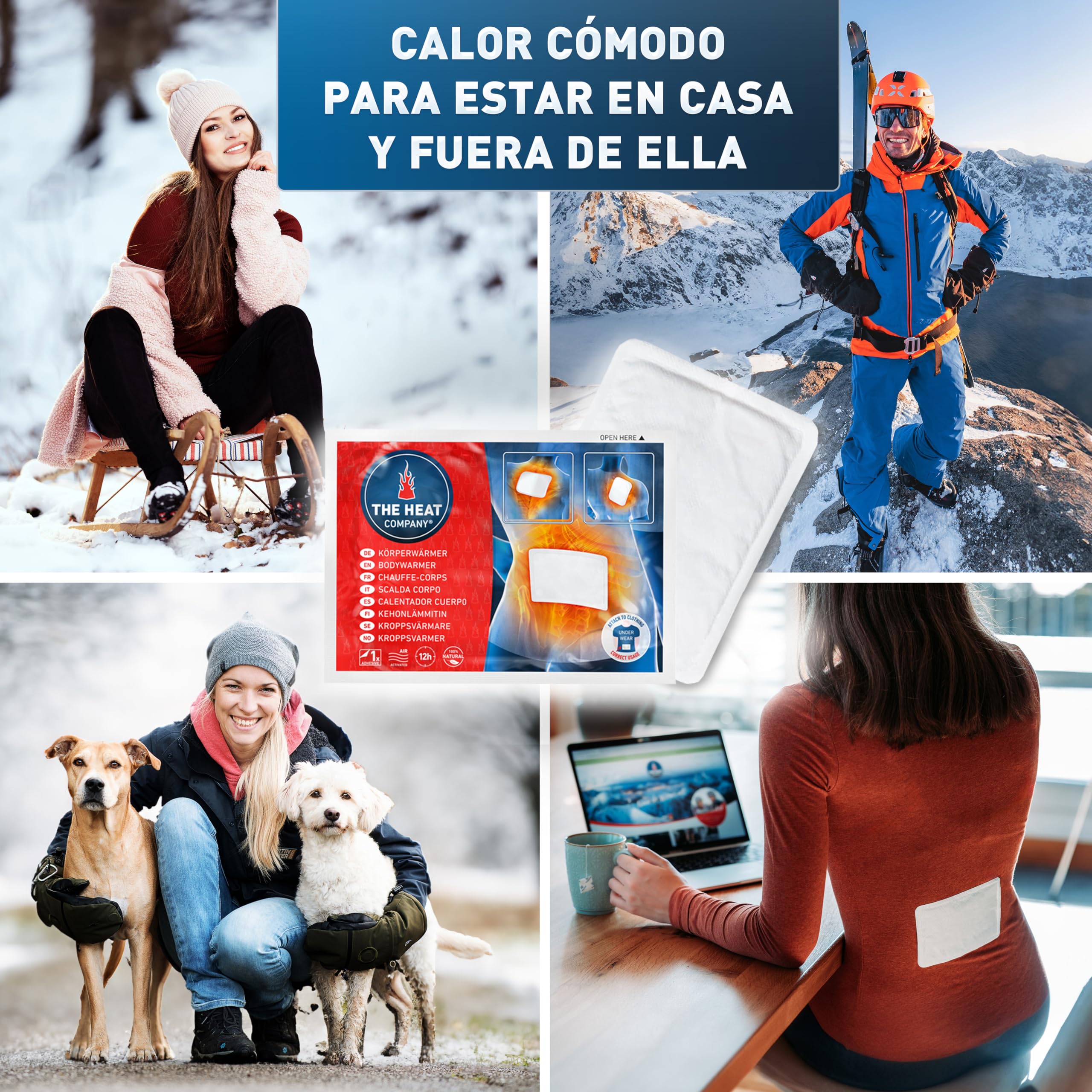 THE HEAT COMPANY Calentador Cuerpo - 10 Piezas - Extra CÁLIDO - Adhesivo - Espalda y Cuello Caliente - 12 Horas de Calor Acogedor - Calor instantáneo - Activado por Aire - Puro Natural