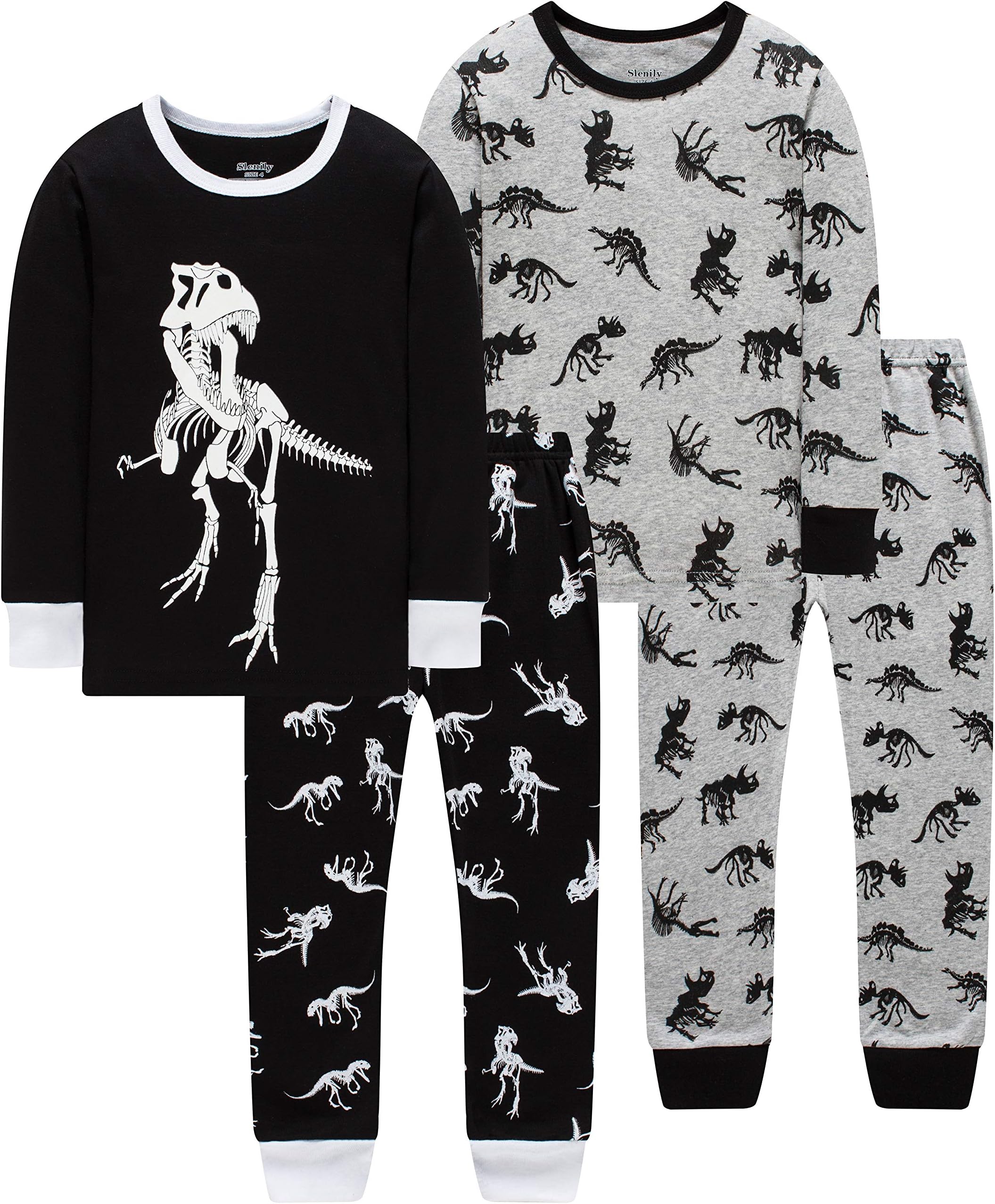 Rocket Pajamas for Boys Christmas Airplane Sleepwear Kids Children PJs Baby Clothes 4 Pieces Cotton Pants Set