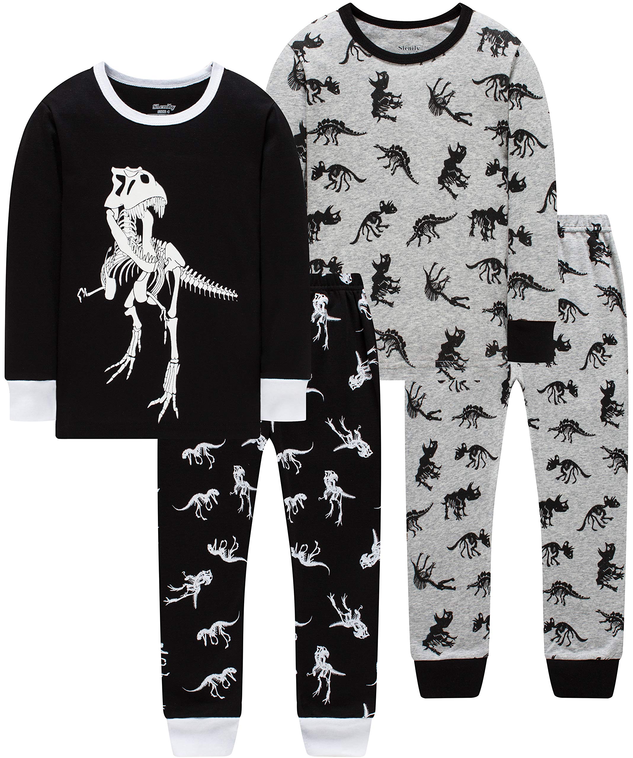 Rocket Pajamas for Boys Christmas Airplane Sleepwear Kids Children PJs Baby Clothes 4 Pieces Cotton Pants Set