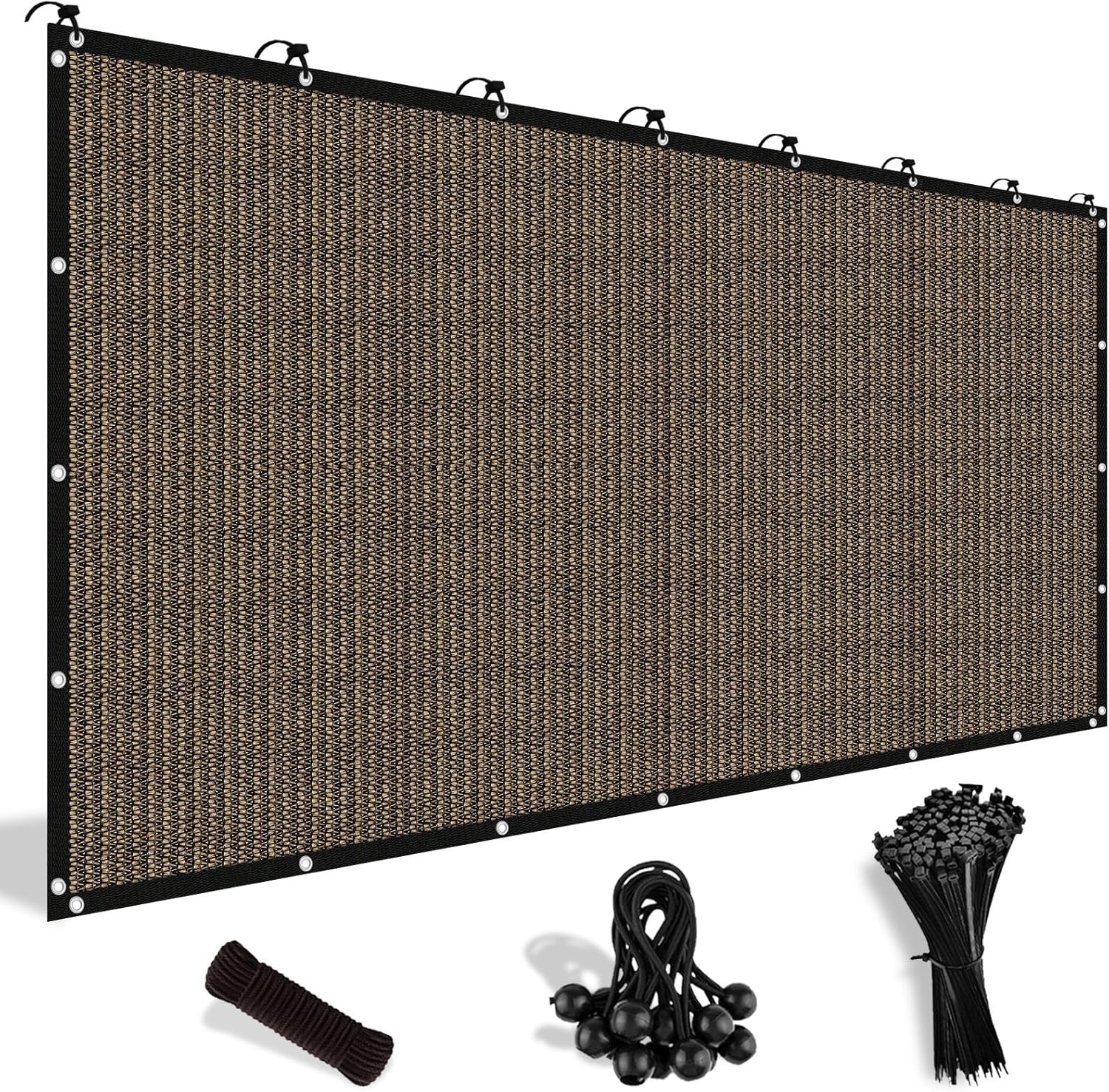 Shade&Beyond 90% Sun Shade Cloth with Grommets, 8′ X 12′ Pergola Shade Cover Canopy, Mesh Tarp Sun Screens for Patio, Outdoor, Garden, Backyard, Mocha