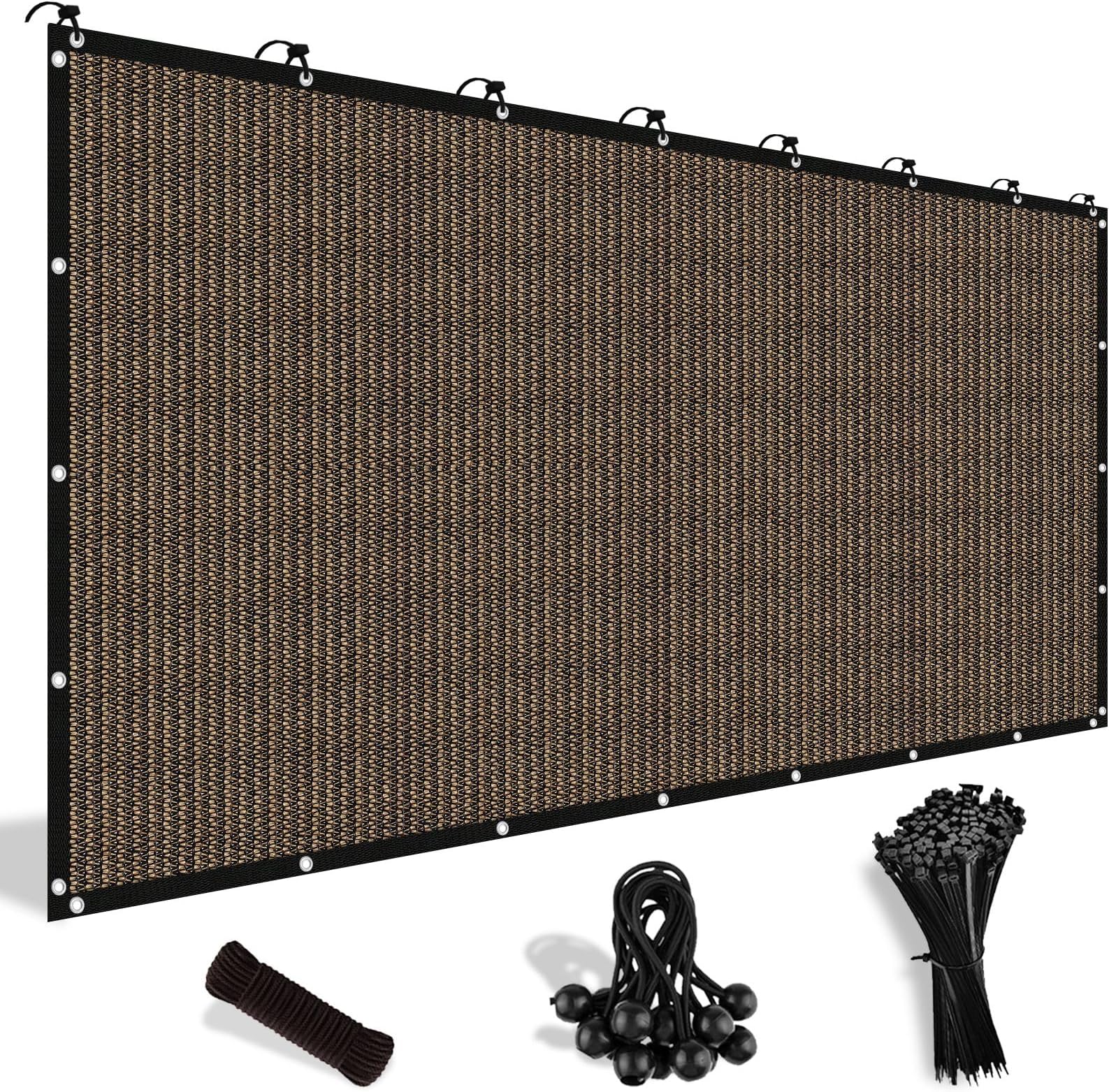 90% Sun Shade Cloth with Grommets, 8' X 10' Pergola Shade Cover Canopy, Mesh Tarp Sun Screens for Patio, Outdoor, Garden, Backyard, Mocha