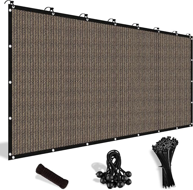 Shade&Beyond 90% Sun Shade Cloth with Grommets, 8' X 10' Pergola Shade Cover Canopy, Mesh Tarp Sun Screens for Patio, Outdoor, Garden, Backyard, Mocha
