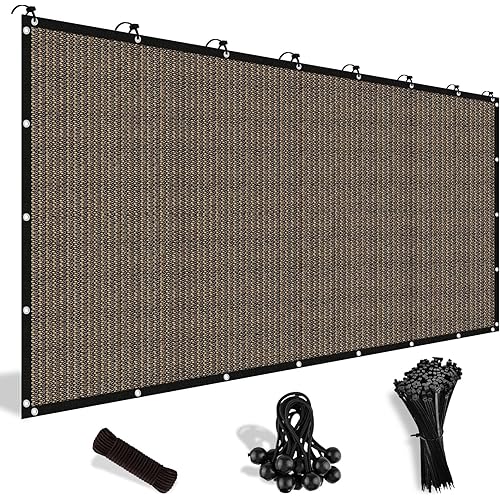 Shade&Beyond 90% Sun Shade Cloth with Grommets, 6' X 10' Pergola Shade Cover Canopy, Mesh Tarp Sun Screens for Patio, Outdoor, Garden, Backyard, Mocha