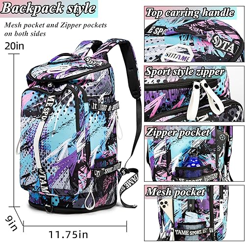 Miniatura 4 de Bolsa de lona para gimnasio, mochila de viaje con compartimento para calzado, para usarla de 4 formas, para mujeres y hombres, multifuncional, capa