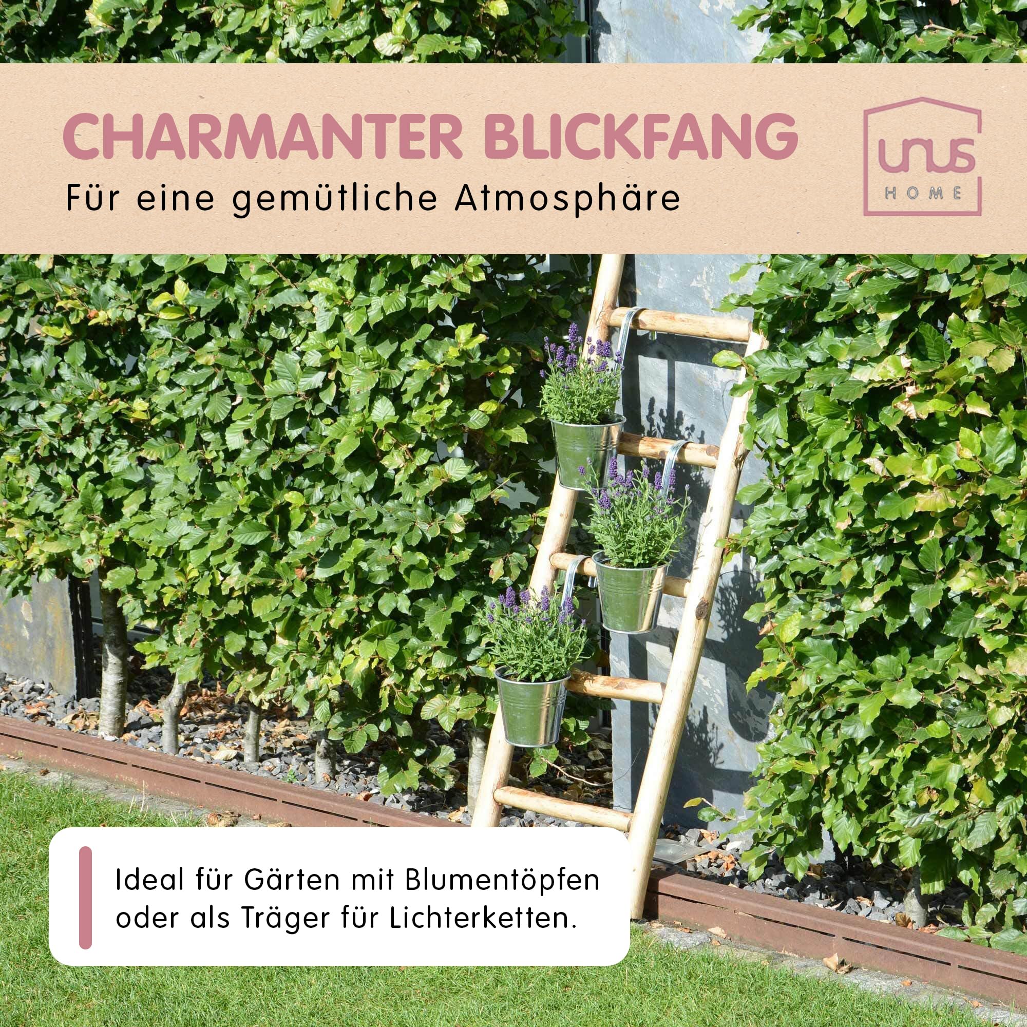 UNUS Dekoleiter Holzleiter Deko Leiter Wand Dekoration Handtuchhalter 120cm 5 Stufen Old Look