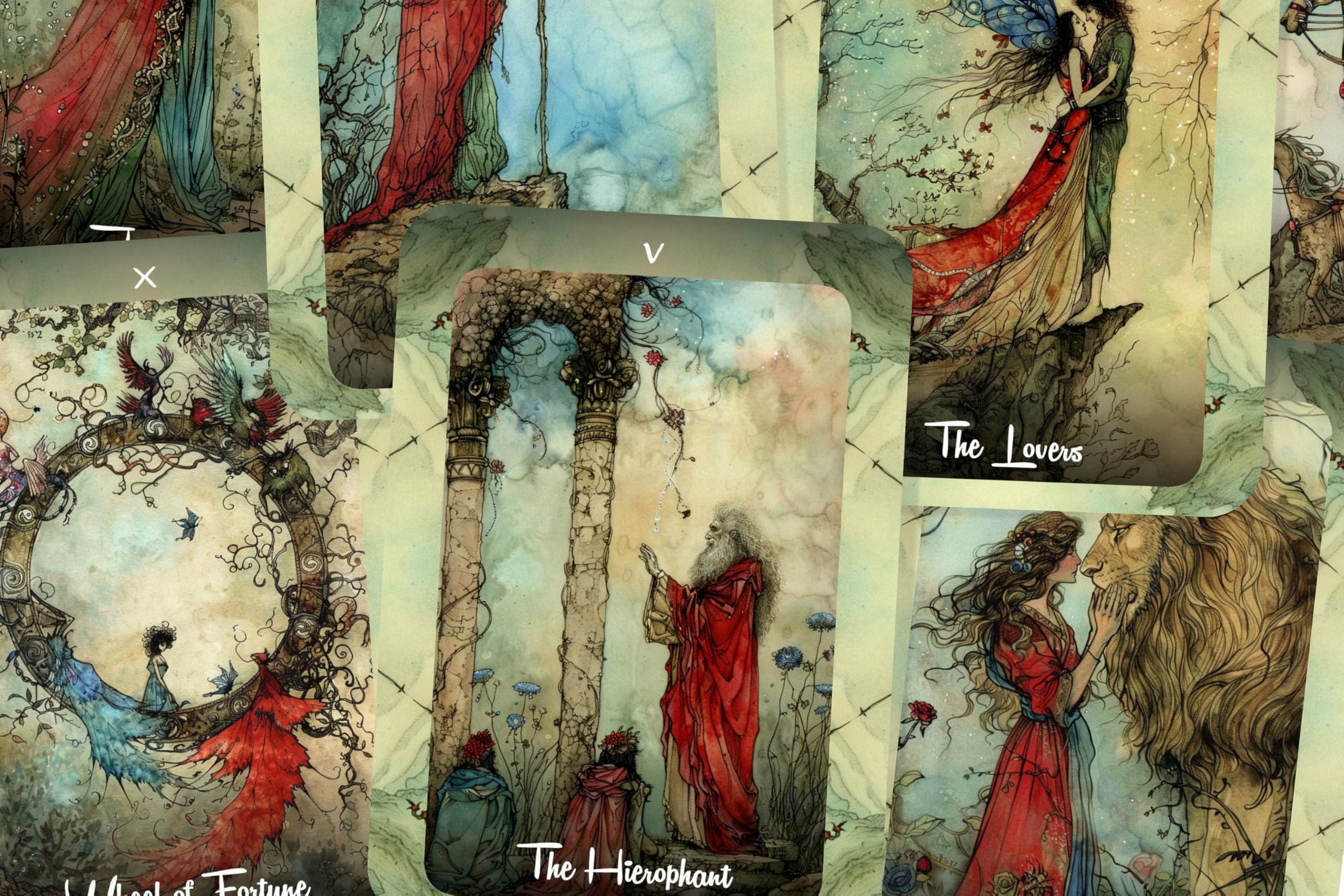 The Red Robe Tarot Deck – 78 cartes traditionnelles pour débutants et experts – Outil de divination mystique avec guide et boîte – Symbolisme unique pour orientation spirituelle