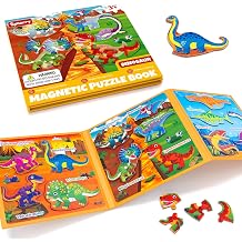 SYNARRY Magnetic Dinosaur Puzzles for Toddlers 3-5, Travel Toys for Kids | with Storage Bag Car Airplane Road Trip Activities Easy to Store Screen-Free Calm-Down Tool Tough Safe Materials Kids Gifts
