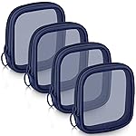 Weewooday 4 Pcs Mesh Makeup Bag Mesh Cosmetic Bag Travel Toiletry Pouch with Zipper Mini Makeup Cosmetic Purse for Daily Accessory(Small,Navy Blue)