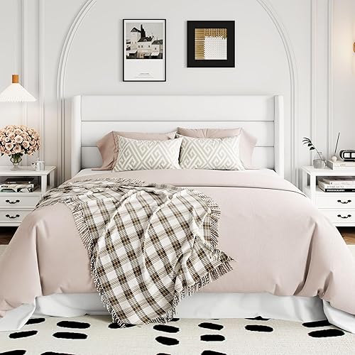 Miniatura 8 de Allewie Cama de almacenamiento elevable de terciopelo tamaño Queen, cabecera moderna con respaldo alado, soporte hidráulico, no necesita somier,