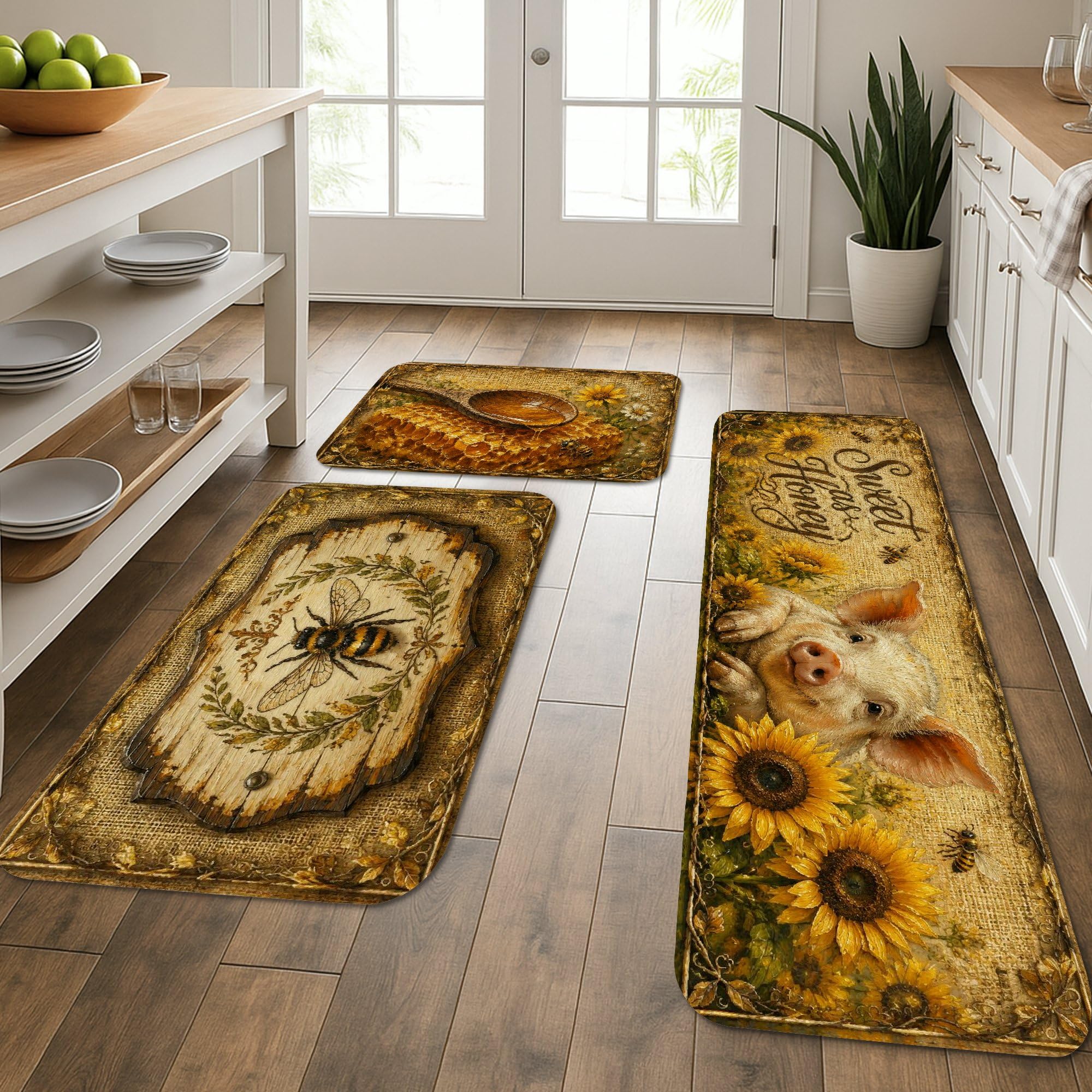 Tapis de cuisine lavable lot de 3 tapis doux anti-fatigue pour sol de salle de bain