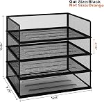 Natwind 4-Tier Stackable Metal Mesh Letter Paper Tray Organizer,Black | Desk Organizer For Paper,Document,Mail Tray For Office Supplies,File Holder For Home Office School Classroom Organization