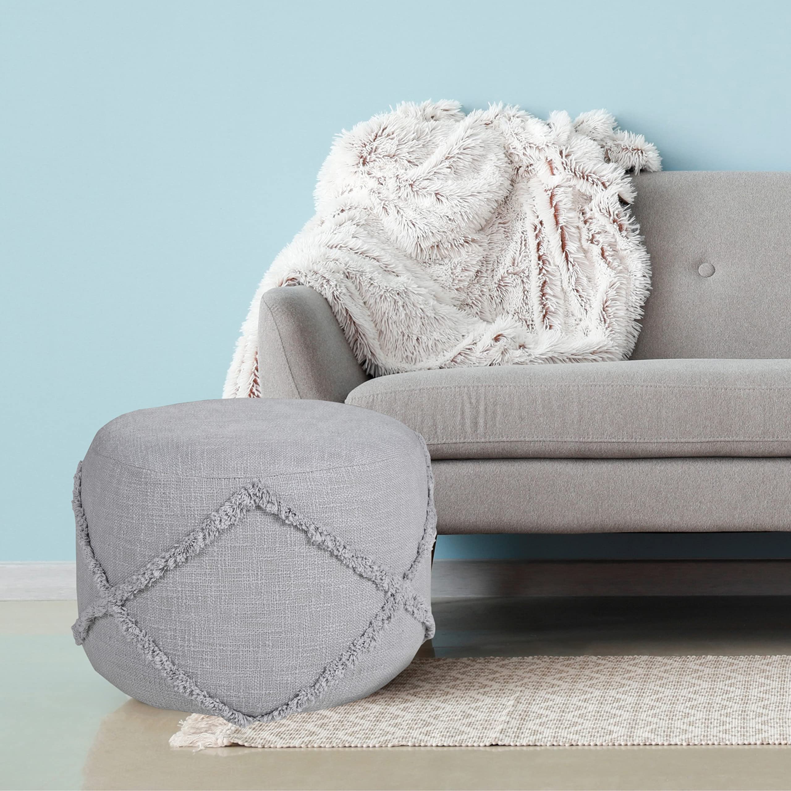 Trade AM Ox Bay Gray Diamond Pouf