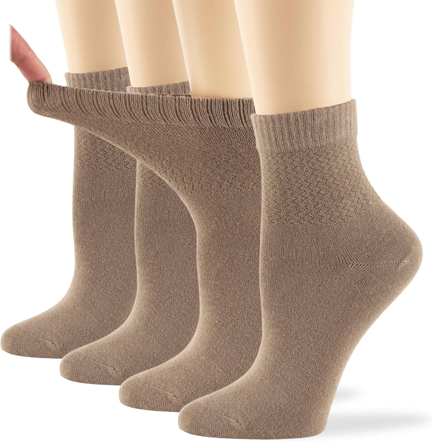 7BIGSTARS KINGDOM Women Diabetic Viscose From Bamboo Quarter Socks, 4 Pairs Extra Wide Seamless, Patterned Solid