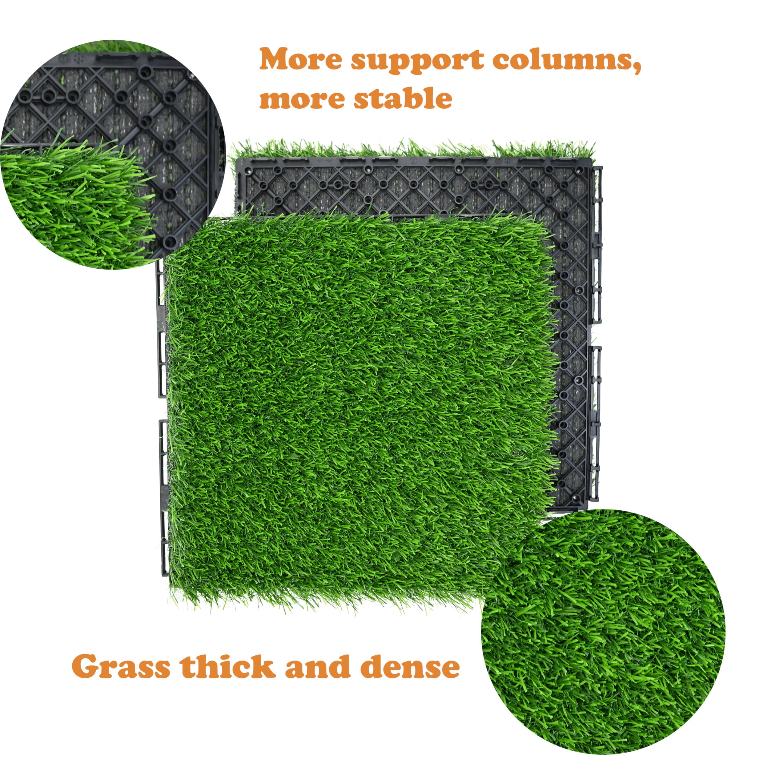 Frepers Interlocking Patio Deck Tiles, Waterproof and Non-Slip, Easy to Clean and Maintain. Ideal Use for Garden/Walkway/Balcony/Yard/Porch Decor, Home Décor, Plastic Material.(Grass 9pcs)