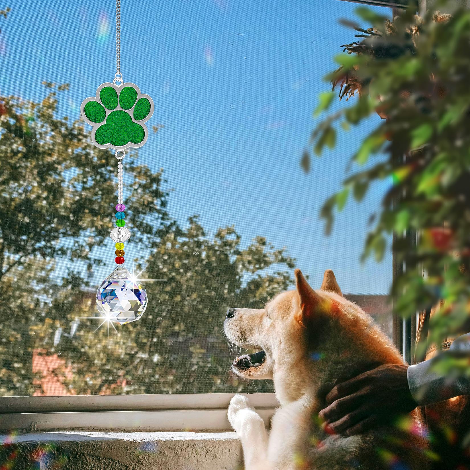 Dog Memorial Gifts for Loss of Dog Pet Paw Print Sympathy Gifts Crystal Window Suncatcher,Dog Remembrance Gift Sun Catcher - Image 4