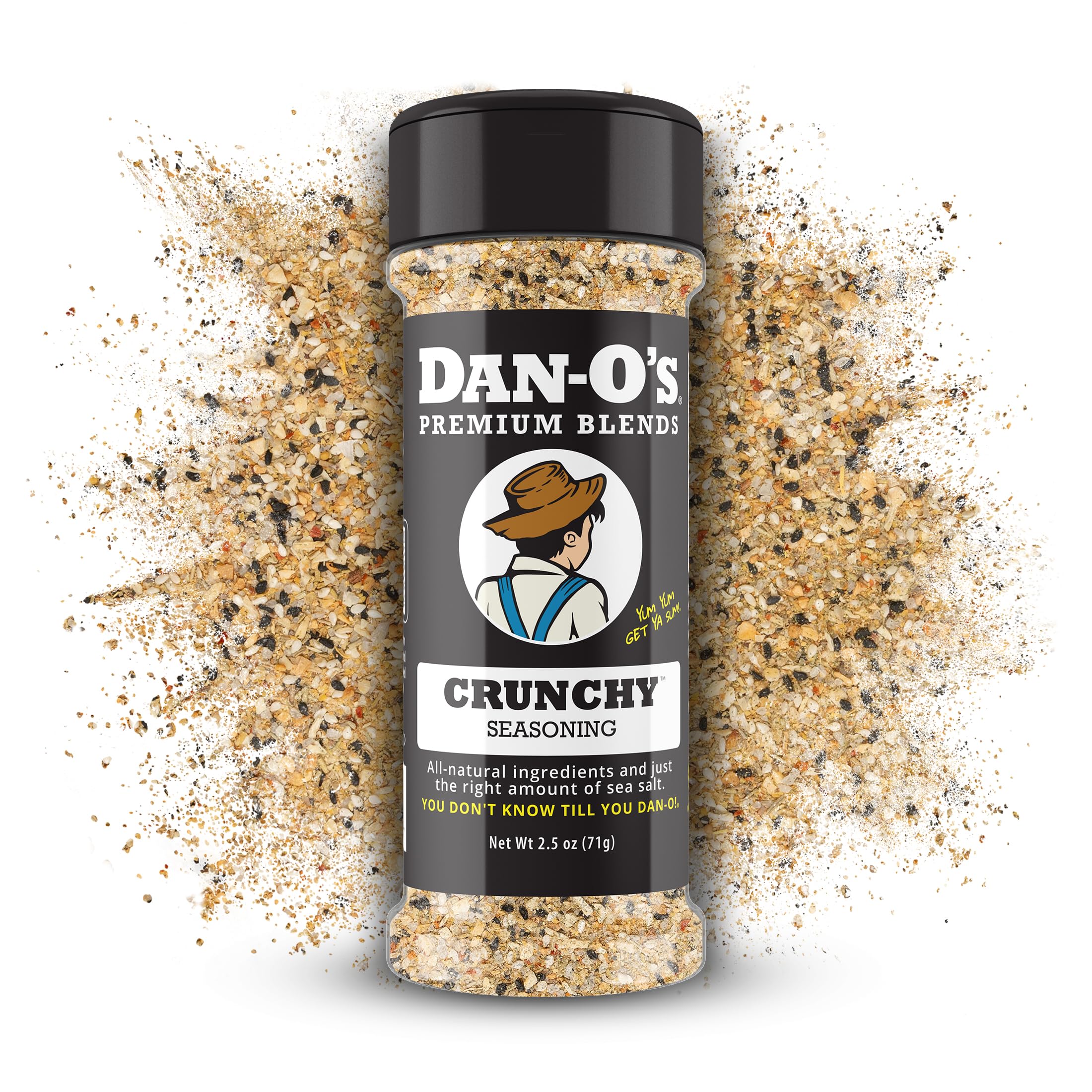 Dan-O's Crunchy Seasoning, 2.5 oz Bottle, Everything Seasoning for Fish, Eggs, Salads, Veggies and More, Sugar Free, Zero Calorie, Use this Spice Blend for Everything from Breakfast to Dinner