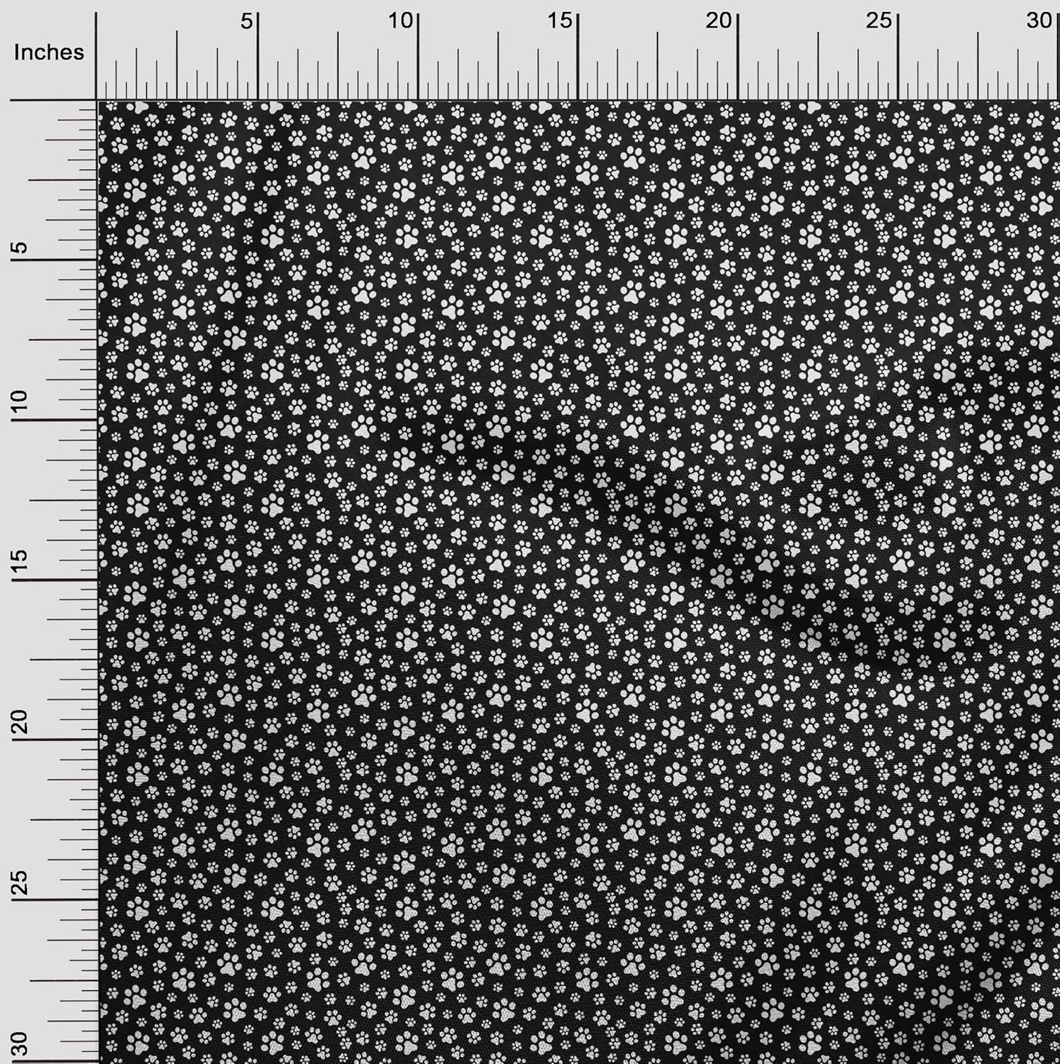oneOone Polyester Spandex Black Fabric Paw DIY Clothing Quilting Material Print Fabric by Yard 56 Inch Wide