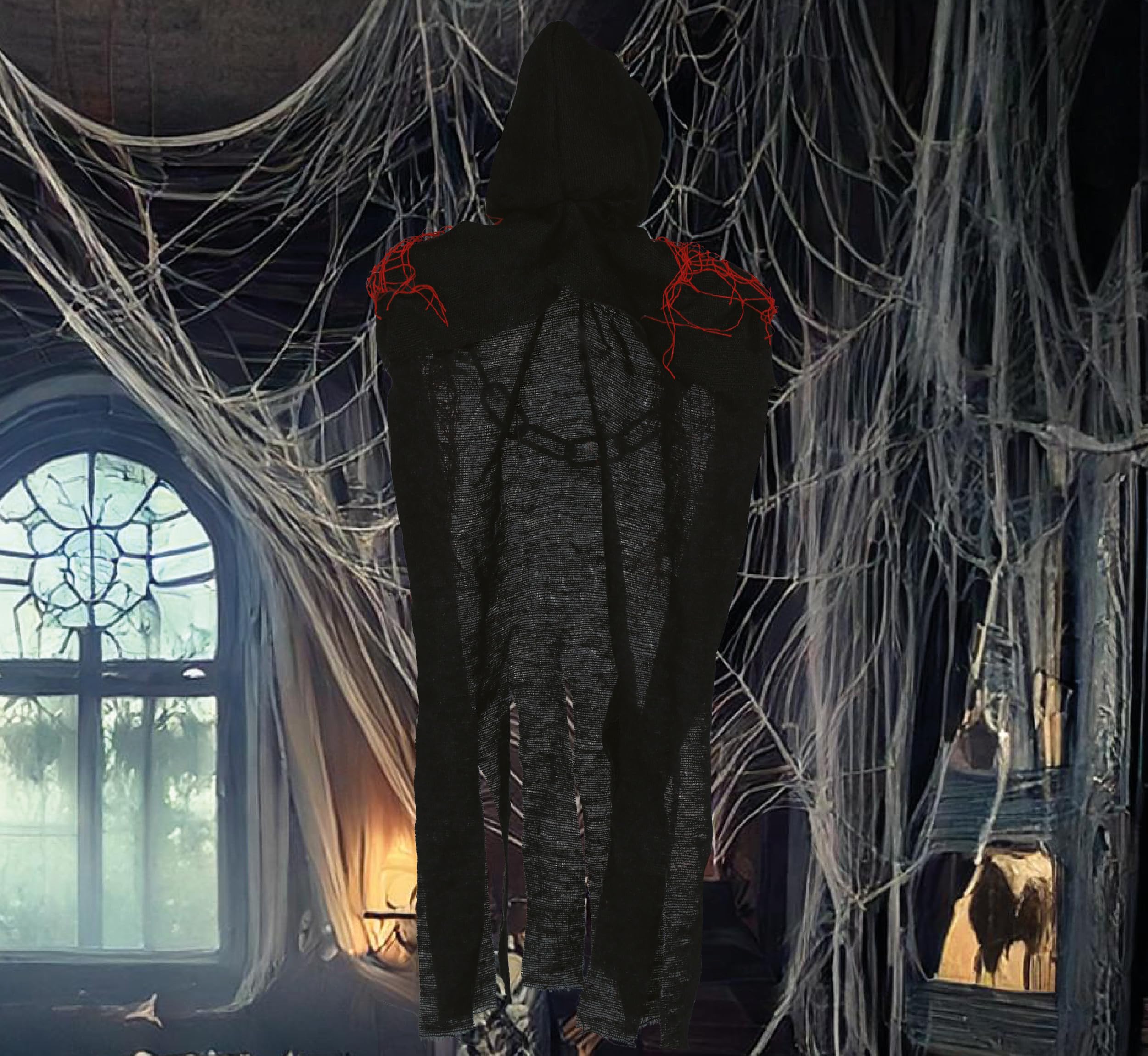 FIESTAS GUIRCA | Hanging Dead with Chain (19.7 in) - Halloween Decoration for Parties and Celebrations - Ideal for Spooky Environments and Scary Scenes - Hanging Doll - Black